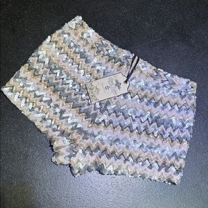 NWT Sexy Sequin Zigzag Metallic Dance Clubbing Disco Zip Shorts Stretch M-L 12